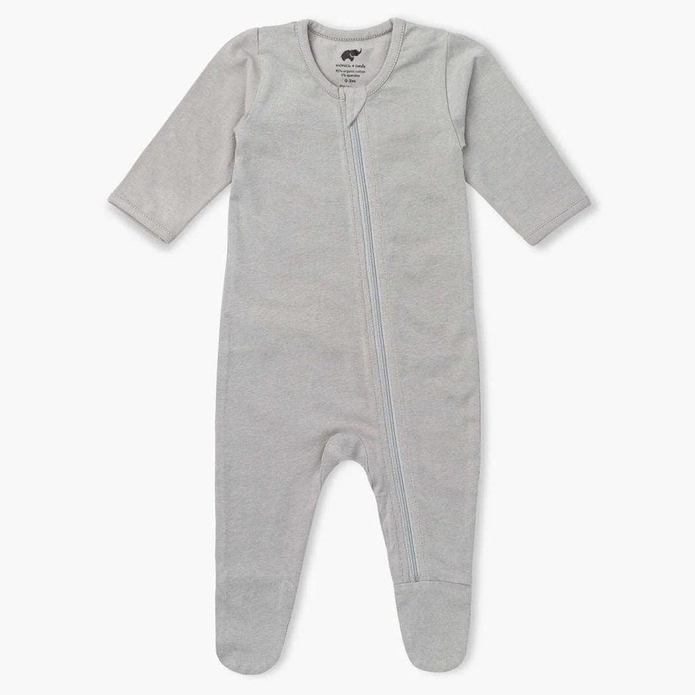 Monica + Andy Footie Zipper Pajama - Premie - Grey